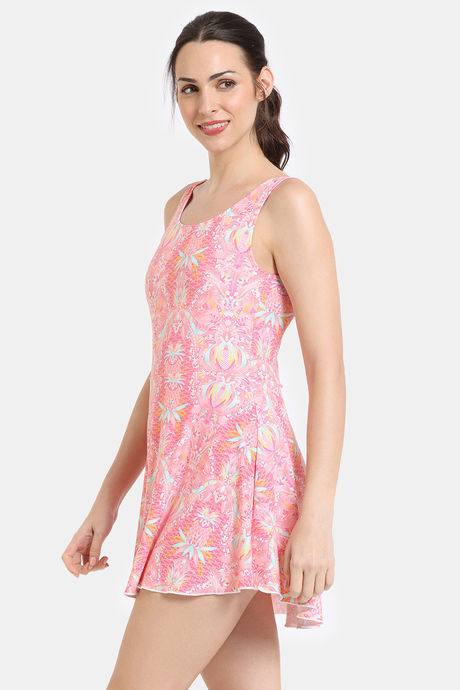 Zelocity Elastane Blended Slip-On Swimdress with Removable Pads - Peach Pink — image 2
